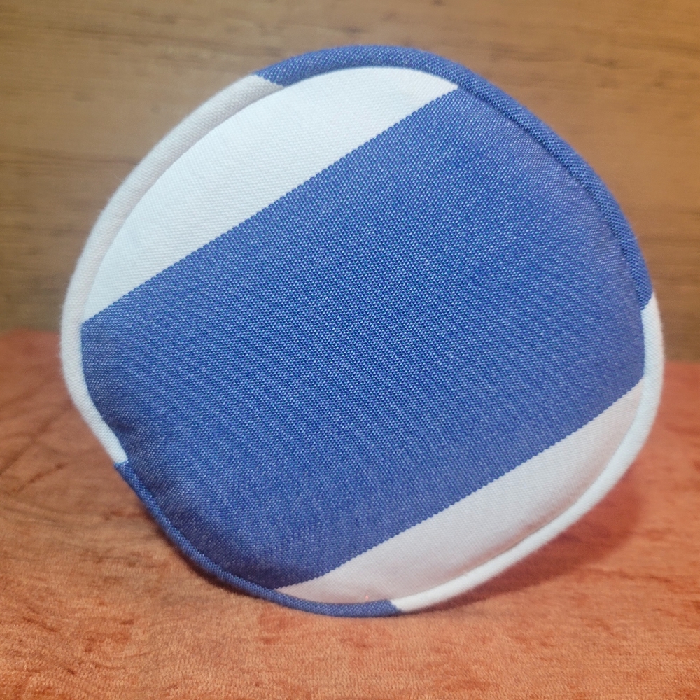 New Outdoor Sunbrella Neck Roll Bolster Pillow Water Resistant Blue & White - Picture 3 of 16